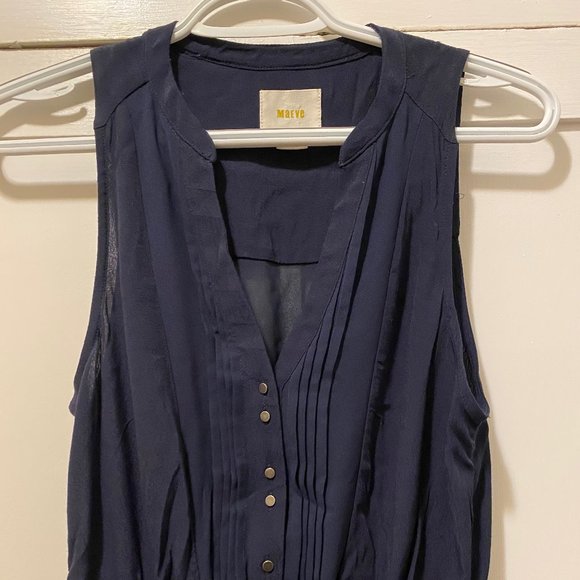 Maeve Pelona Sleeveless Shirtdress in Navy - Picture 5 of 5